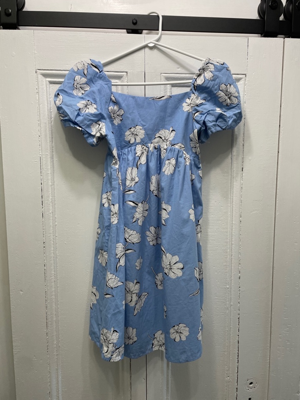 NWOT Zara Girl’s Dress Light Blue Floral Puff-Sleeve Dress US 13 14